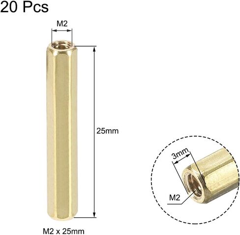 uxcell M2x25mm Female-Female Hex Brass PCB Motherboard Spacer Standoff for FPV Drone Quadcopter, Computer & Circuit Board 20pcs in Saudi Arabia