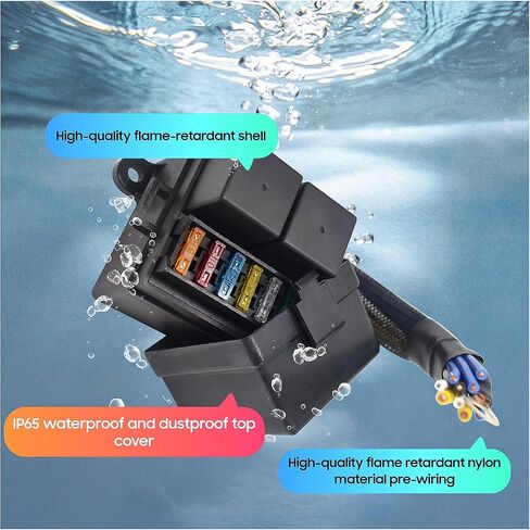 صندوق ترحيل الصمامات المقاوم للماء العالمي مع تصميم سلكي مسبقًا، 2 فتحات تتابع و6 حاملات صمامات ATC/ATO 2 مرحلات 4Pin 80A و6 صمامات ATC ATO للسيارات والشاحنات والقوارب البحرية RV مع غطاء مع غطاء غبار in Saudi Arabia