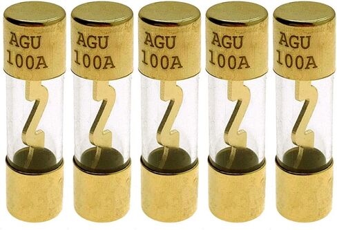 Yoiilnz(Pack of 5 Pcs) AGU 100A Gold Standard Glass Fuses 100Amp Car Stereo Fuses in Kuwait