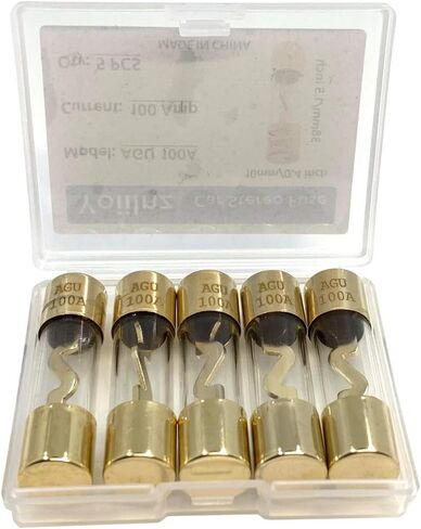 Yoiilnz(Pack of 5 Pcs) AGU 100A Gold Standard Glass Fuses 100Amp Car Stereo Fuses in Kuwait