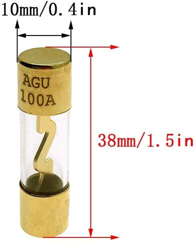 Yoiilnz(Pack of 5 Pcs) AGU 100A Gold Standard Glass Fuses 100Amp Car Stereo Fuses in Kuwait