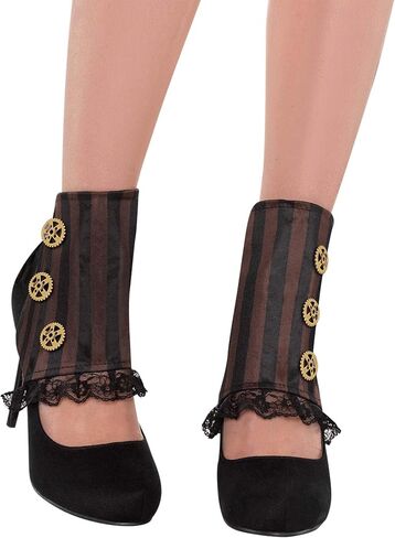 Women's Steampunk Spats - One Size, Black/Brown - 2 Pcs. in Saudi Arabia