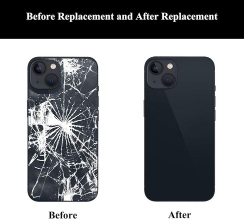 غطاء خلفي زجاجي بديل (بدون شعار) لهاتف iPhone 13 مع أدوات الإصلاح ودليل المستخدم ولاصق الزجاج الخلفي (أسود) in Kuwait