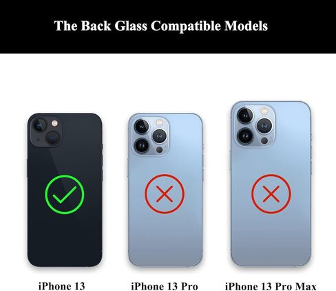 غطاء خلفي زجاجي بديل (بدون شعار) لهاتف iPhone 13 مع أدوات الإصلاح ودليل المستخدم ولاصق الزجاج الخلفي (أسود) in Kuwait