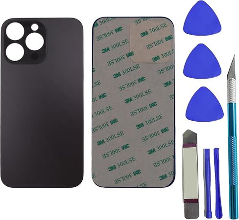 بديل الزجاج الخلفي 14 Pro Max لهاتف iPhone 14 Pro Max زجاج خلفي خلفي متوافق مع iPhone 14 Pro Max مع لاصق مثبت مسبقًا + مجموعة أدوات إصلاح (أسود فضائي) in Kuwait