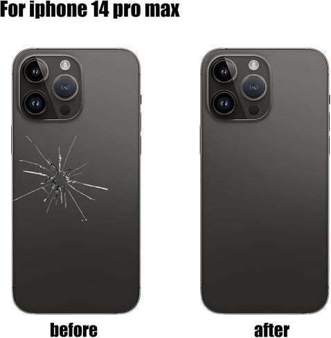 بديل الزجاج الخلفي 14 Pro Max لهاتف iPhone 14 Pro Max زجاج خلفي خلفي متوافق مع iPhone 14 Pro Max مع لاصق مثبت مسبقًا + مجموعة أدوات إصلاح (أسود فضائي) in Kuwait