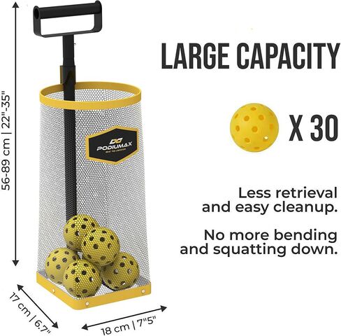 PodiuMax Pickleball Collector، خفيف الوزن ومحمول، مسترد كرة Pickleball Pickup Hopper in Kuwait