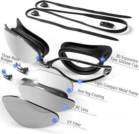 COPOZZ S3 Swim Goggles for Adult, Swimming Goggles Clear Vision Anti Fog UV400 Protection No Leaking for Men Women Youth in Saudi Arabia