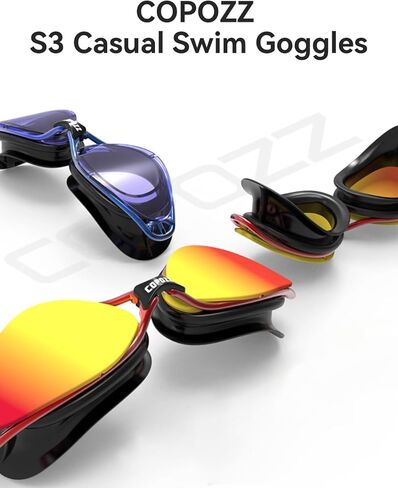COPOZZ S3 Swim Goggles for Adult, Swimming Goggles Clear Vision Anti Fog UV400 Protection No Leaking for Men Women Youth in Saudi Arabia