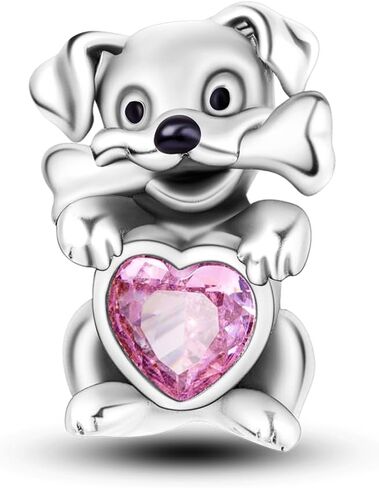 Hapour Animal Puppy Dog Heart Charm Bead fits Charms Bracelets, 925 Sterling Silver Pendant Bead for Bracelet Necklace DIY Jewelry Gift for Women Girls in Saudi Arabia