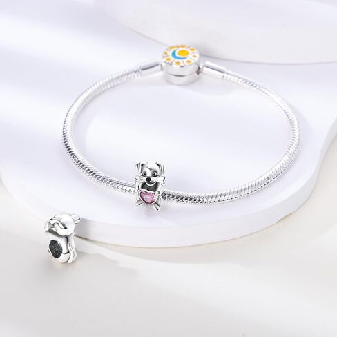 Hapour Animal Puppy Dog Heart Charm Bead fits Charms Bracelets, 925 Sterling Silver Pendant Bead for Bracelet Necklace DIY Jewelry Gift for Women Girls in Saudi Arabia