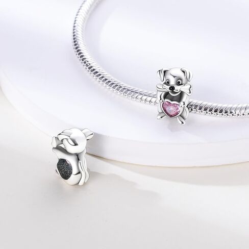 Hapour Animal Puppy Dog Heart Charm Bead fits Charms Bracelets, 925 Sterling Silver Pendant Bead for Bracelet Necklace DIY Jewelry Gift for Women Girls in Saudi Arabia