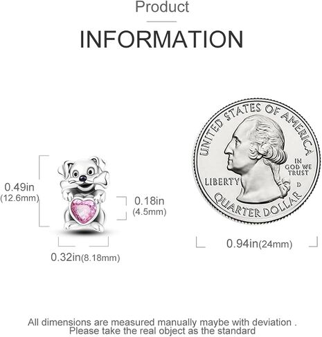 Hapour Animal Puppy Dog Heart Charm Bead fits Charms Bracelets, 925 Sterling Silver Pendant Bead for Bracelet Necklace DIY Jewelry Gift for Women Girls in Saudi Arabia