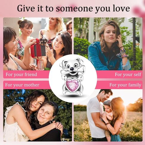Hapour Animal Puppy Dog Heart Charm Bead fits Charms Bracelets, 925 Sterling Silver Pendant Bead for Bracelet Necklace DIY Jewelry Gift for Women Girls in Saudi Arabia