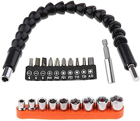 Flexible Extension Shaft Power Hand Tools Kit 12 Pcs Electric Screw Driver Batch Head Set Rod Hex Sockets Bits Usefull in Tight Corner in Saudi Arabia