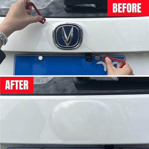 أداة إزالة شعار السيارة مع 5 قطع سلك PE بطول 60 سم لإزالة شعارات السيارة ولوحات الأسماء والشارات ولوحات علامات اللصق بسهولة، أدوات لف الفينيل للمساعدة على الشكل المريح (أحمر) in Kuwait