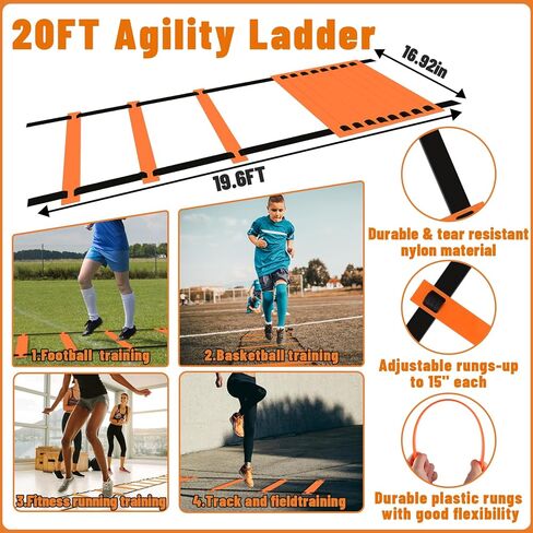 مجموعة أهداف كرة القدم Eazy2hD 6X4 للفناء الخلفي - قطعتان من شبكات كرة القدم المحمولة القابلة للطي للأطفال، هدف كرة قدم منبثق للأطفال الصغار وألعاب الأطفال الصغار، مع سلم رشاقة وأقماع (برتقالي) in Kuwait