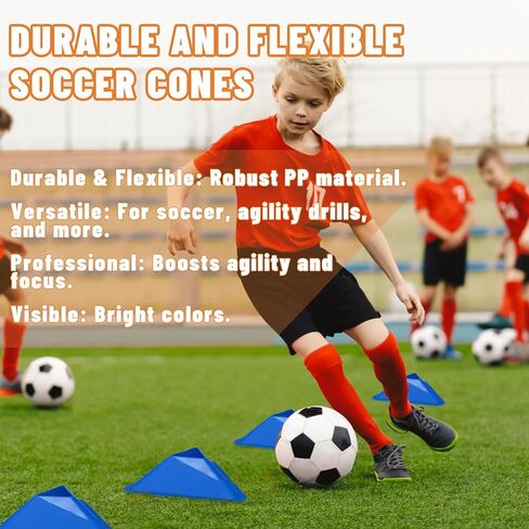 مجموعة أهداف كرة القدم Eazy2hD 6X4 للفناء الخلفي - قطعتان من شبكات كرة القدم المحمولة القابلة للطي للأطفال، هدف كرة قدم منبثق للأطفال الصغار وألعاب الأطفال الصغار، مع سلم رشاقة وأقماع (برتقالي) in Kuwait