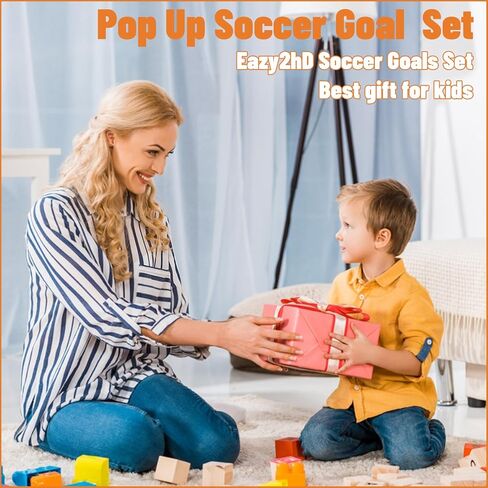 مجموعة أهداف كرة القدم Eazy2hD 6X4 للفناء الخلفي - قطعتان من شبكات كرة القدم المحمولة القابلة للطي للأطفال، هدف كرة قدم منبثق للأطفال الصغار وألعاب الأطفال الصغار، مع سلم رشاقة وأقماع (برتقالي) in Kuwait
