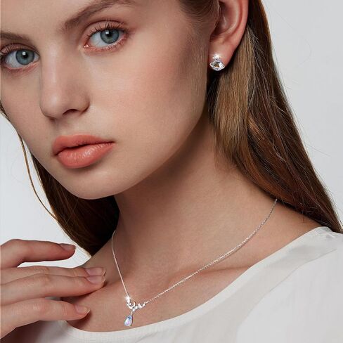 Moonstone Necklace Earring Graduation Gifts for Her Moonstone Jewelry 925 Sterling Silver Necklace Healing Crystal Necklace for Women Girlfriend Daughter Wife Grandma Mom Birthday Gifts in Saudi Arabia