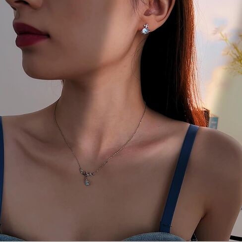 Moonstone Necklace Earring Graduation Gifts for Her Moonstone Jewelry 925 Sterling Silver Necklace Healing Crystal Necklace for Women Girlfriend Daughter Wife Grandma Mom Birthday Gifts in Saudi Arabia