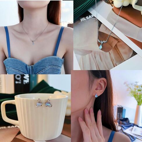 Moonstone Necklace Earring Graduation Gifts for Her Moonstone Jewelry 925 Sterling Silver Necklace Healing Crystal Necklace for Women Girlfriend Daughter Wife Grandma Mom Birthday Gifts in Saudi Arabia
