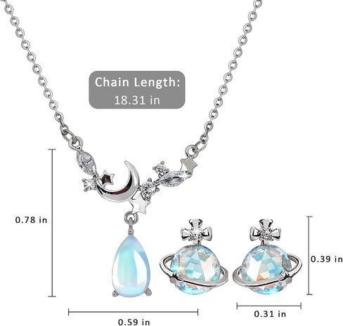 Moonstone Necklace Earring Graduation Gifts for Her Moonstone Jewelry 925 Sterling Silver Necklace Healing Crystal Necklace for Women Girlfriend Daughter Wife Grandma Mom Birthday Gifts in Saudi Arabia