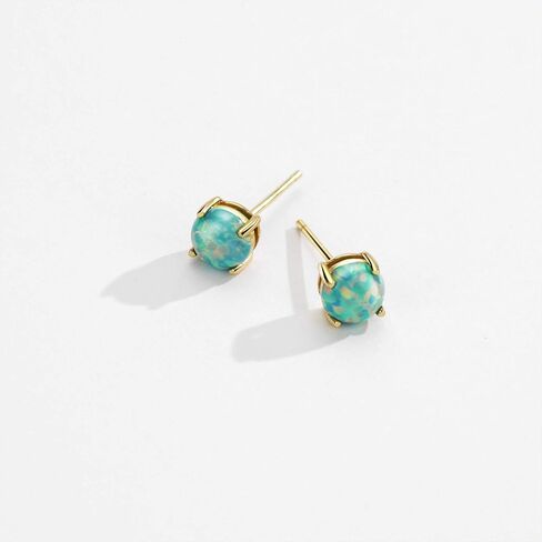 مجموعة أقراط وقلادة بسيطة من العقيق الأخضر المطلية بالذهب 18 قيراط in Kuwait