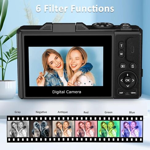 64MP Digital Camera for Photography and Video: 4K Vlogging Camera for YouTube with 3’’ Flip Screen,16X Digital Zoom, 32GB TF Card(Black) in Saudi Arabia