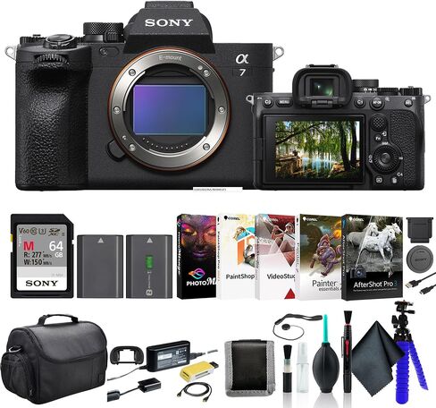 Sony a7 IV Mirrorless Camera ILCE-7M4/B, 64GB Memory Card, Bag, NP-FZ100 Compatible Battery, Card Reader, Corel Photo Software, Flex Tripod, Hand Strap, Memory Card Wallet, Cap Keeper, and More in Saudi Arabia