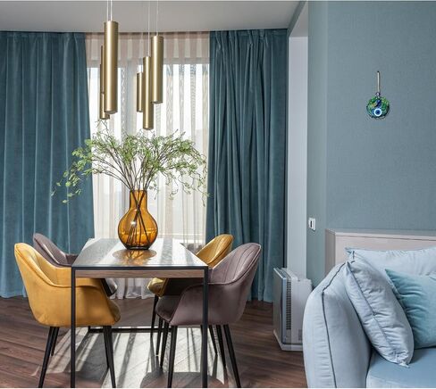 تصميم فيوجن الطاووس 4.7 بوصة زجاجي على شكل عين شريرة للتعليق على الحائط، مصنوع يدويًا، حماية المنزل، سحر الحظ السعيد - ديكور يوناني، تركي، أوجو توركو، تميمة نزار - هدية أتمنى لك الشفاء العاجل in Saudi Arabia