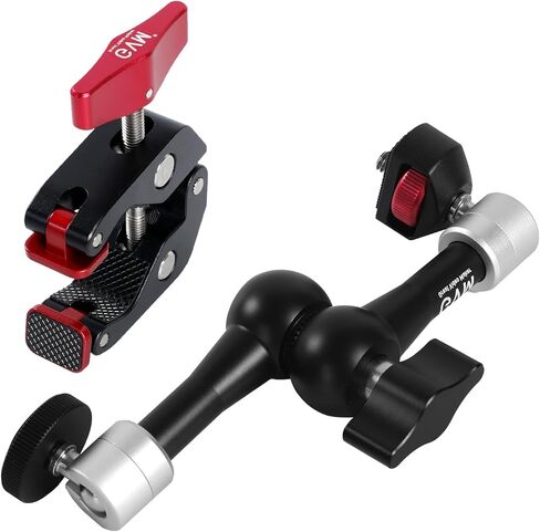 GVM Adjustable Magic Arm Camera Mount&Super Clamp Kit, 7"Friction Articulating Arm with Both 1/4"Screws, Camera Clamp with 1/4"&3/8" Screw Hole, Compatible with LCD Monitor, Video Light, Camera, Mic in Saudi Arabia