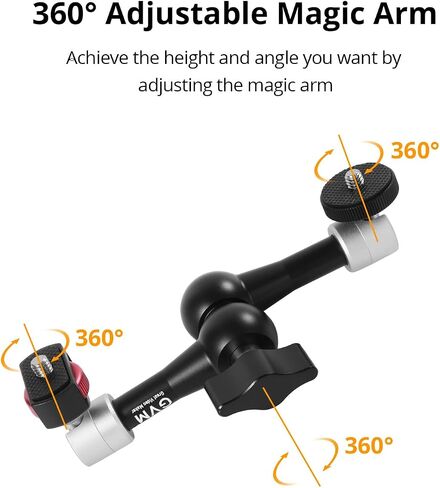 GVM Adjustable Magic Arm Camera Mount&Super Clamp Kit, 7"Friction Articulating Arm with Both 1/4"Screws, Camera Clamp with 1/4"&3/8" Screw Hole, Compatible with LCD Monitor, Video Light, Camera, Mic in Saudi Arabia