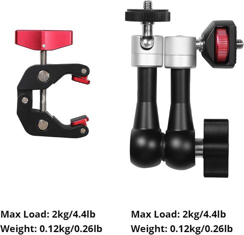 GVM Adjustable Magic Arm Camera Mount&Super Clamp Kit, 7"Friction Articulating Arm with Both 1/4"Screws, Camera Clamp with 1/4"&3/8" Screw Hole, Compatible with LCD Monitor, Video Light, Camera, Mic in Saudi Arabia
