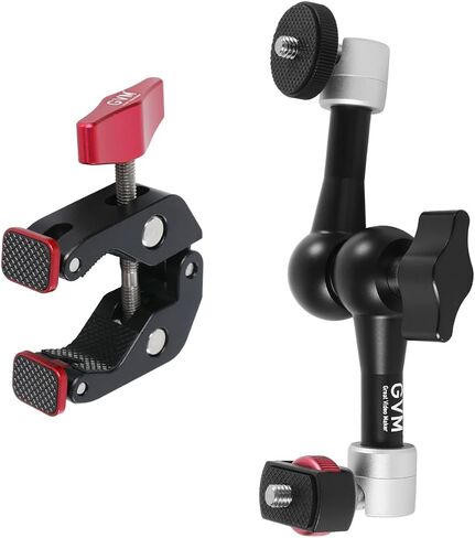 GVM Adjustable Magic Arm Camera Mount&Super Clamp Kit, 7"Friction Articulating Arm with Both 1/4"Screws, Camera Clamp with 1/4"&3/8" Screw Hole, Compatible with LCD Monitor, Video Light, Camera, Mic in Saudi Arabia