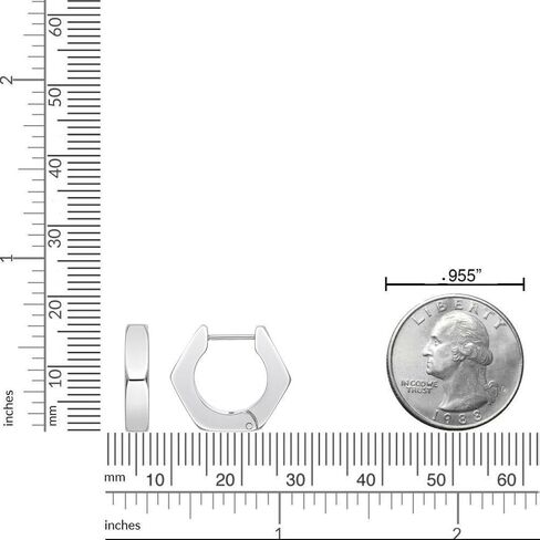 Hexagon Hoop Earrings for Men in Stainless Steel with Black or Yellow Gold Ion Plating 4 mm Wide Hinged Hoop by Metro Jewelry in Kuwait
