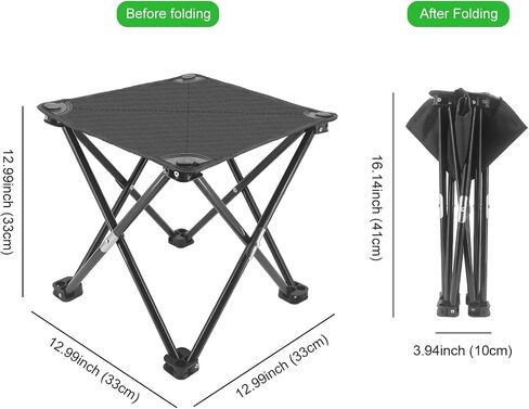 Portable Folding Camping Chair Heavy Duty Support 180KG with Side Pocket and Storage Bag, Sports Chair, Outdoor Chair and Lawn Chair, Black in Saudi Arabia