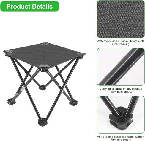 Portable Folding Camping Chair Heavy Duty Support 180KG with Side Pocket and Storage Bag, Sports Chair, Outdoor Chair and Lawn Chair, Black in Saudi Arabia