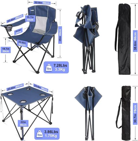 Camping Chairs Set with Table,Folding Lawn Mesh Chairs Portable Camp Table Outdoor Picnic Table and Chair Set for Hiking, Lawn, Travel in Saudi Arabia