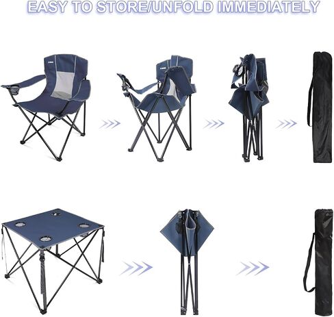Camping Chairs Set with Table,Folding Lawn Mesh Chairs Portable Camp Table Outdoor Picnic Table and Chair Set for Hiking, Lawn, Travel in Saudi Arabia
