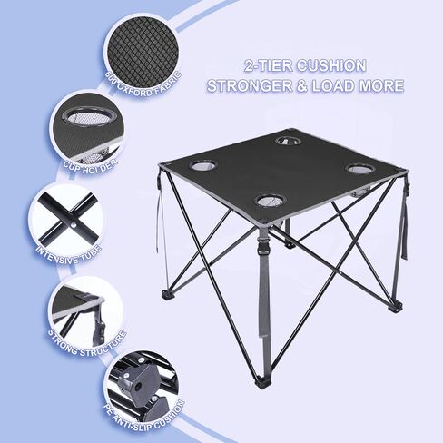 Camping Chairs Set with Table,Folding Lawn Mesh Chairs Portable Camp Table Outdoor Picnic Table and Chair Set for Hiking, Lawn, Travel in Saudi Arabia