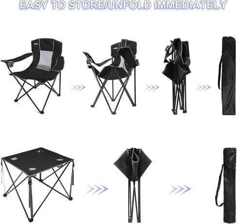 Camping Chairs Set with Table,Folding Lawn Mesh Chairs Portable Camp Table Outdoor Picnic Table and Chair Set for Hiking, Lawn, Travel in Saudi Arabia