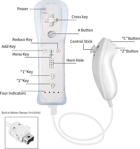 Compatible with Nintendo Wii Controller, Wii Remote with Nunchuck and Nunchuck Controller with Silicone Case and Wrist Strap for Wii and Wii U, Included 2 AA Batteries (Blue) in Saudi Arabia