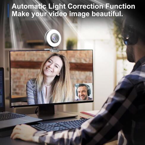 كاميرا ويب فائقة الدقة 4K، ميكروفون مزدوج لإلغاء الضوضاء، تركيز تلقائي بالذكاء الاصطناعي، 8 ميجابكسل، غطاء خصوصية مدمج وإضاءة قابلة للتعديل، كاميرا ويب التوصيل والتشغيل للكمبيوتر المحمول، كاميرا فيديو لمكالمات الفيديو، البث المباشر in Saudi Arabia