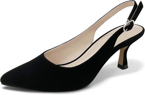 Slingback Kitten Heels for Women Pumps Pointed Toe Low Heel 2.7 in Kitten Heels Women Pumps Slip On Dress Shoes with Buckle Strap for Dating Party Working in Saudi Arabia
