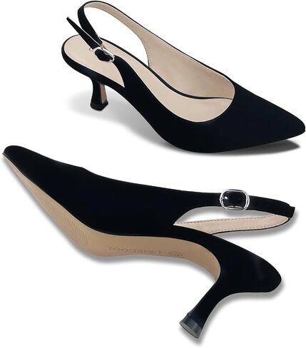 Slingback Kitten Heels for Women Pumps Pointed Toe Low Heel 2.7 in Kitten Heels Women Pumps Slip On Dress Shoes with Buckle Strap for Dating Party Working in Saudi Arabia