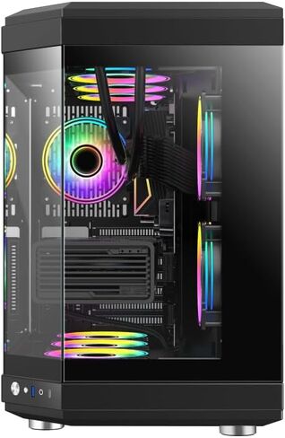 NextGen Hype Premium Dual-Chamber Mid-Tower ATX Gaming PC Case, Support Horizontal and Vertical, 360mm Radiator Support, Seamless Tempered Glass Front & Side Panel, USB 3 & Type-C, Black in Saudi Arabia