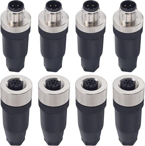 M12 4 Pin Male & Female Socket Panel Aviation Wire Connector,12mm Industrial Circular Connector,Outdoor Waterproof IP67,4 Sets in Saudi Arabia