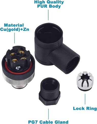 M12 4 Pin Male & Female Socket Panel Aviation Wire Connector,12mm Industrial Circular Connector,Outdoor Waterproof IP67,4 Sets in Saudi Arabia