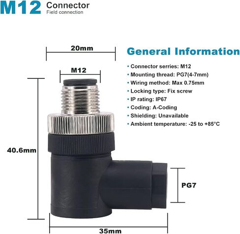 M12 4 Pin Male & Female Socket Panel Aviation Wire Connector,12mm Industrial Circular Connector,Outdoor Waterproof IP67,4 Sets in Saudi Arabia